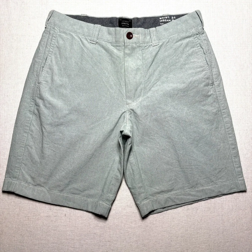 J Crew Stretch Chino Shorts Mens Size 31  Mint Green‎ 9 in Flat Front